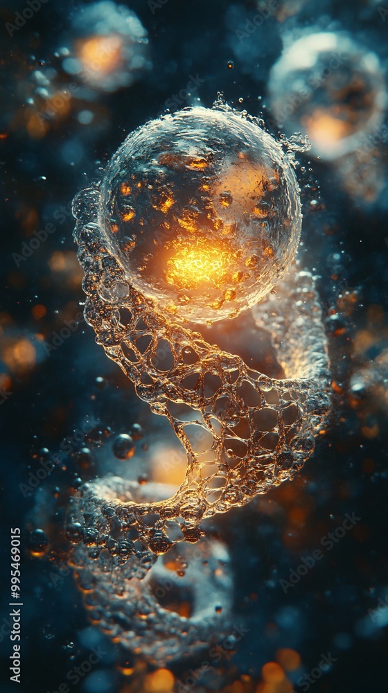 Poster abstract representation of trauma passing through generations, visualized as cracks in the dna that 