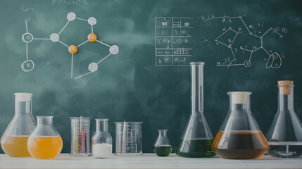A blackboard filled with chemical formulas, showcasing the essence of science and chemistry