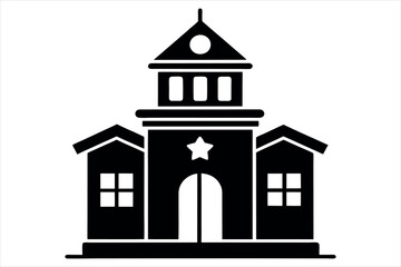 police station silhouette vector