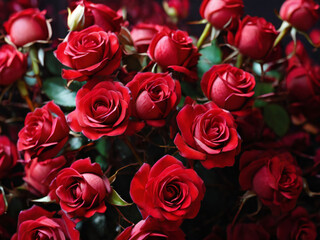 Obraz premium Close-up of a bouquet of crimson roses