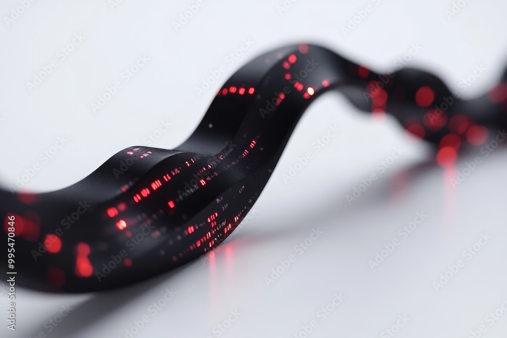 Poster black and red braided cable with glowing accents symbolizing durable connection data transfer and mo