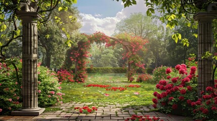 Home garden fresh flowers in the backdrop