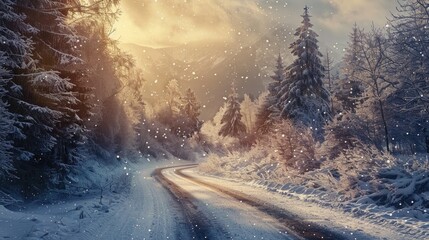 Obraz premium Mountain Road in Winter