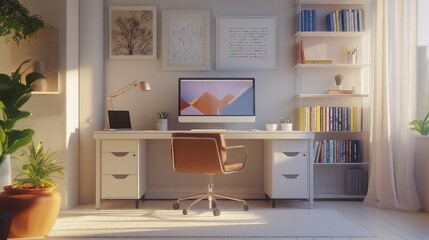 Remote work, home office, and 3D rendering