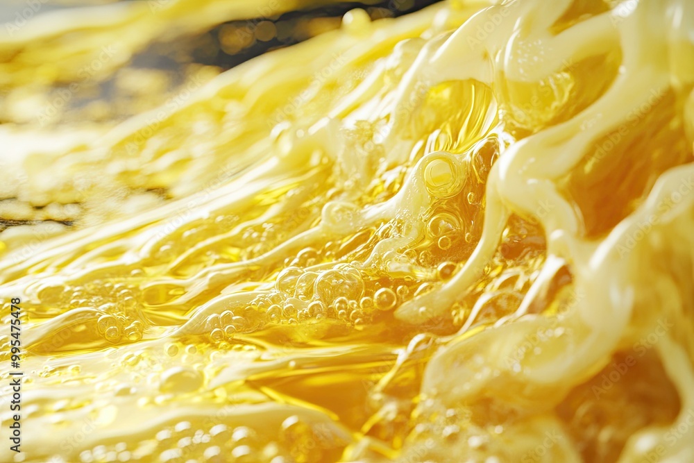 Poster close-up of bubbling yellow liquid. this image is perfect for use in marketing materials for product