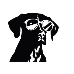 Dalmatian Dog in Stylish Sunglasses Silhouette Vector Transparent Background