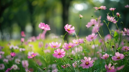 Obraz premium Pink flowers in the park