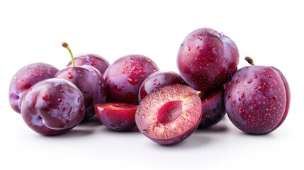 Obraz premium Plump plums isolated on a white background