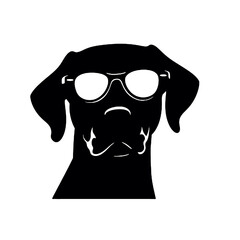 Cool Dalmatian Dog in Sunglasses Silhouette Vector Art