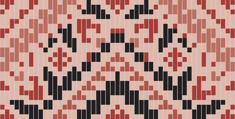 Retro Abstract Seamless Geometric Patternfolk Embroidery, Aztec Geometric Ornament Print. Design for Carpet, Wallpaper, Clothing, Wrapping, Fabric