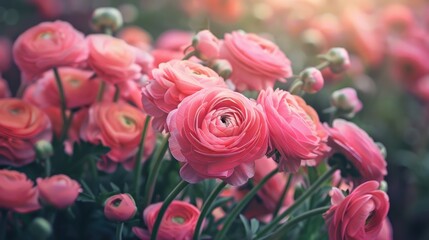Ranunculus flowers blooming completely