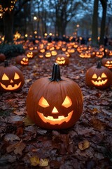 Kids’ faces light up with joy as they discover hidden Halloween treats during a spooky hunt