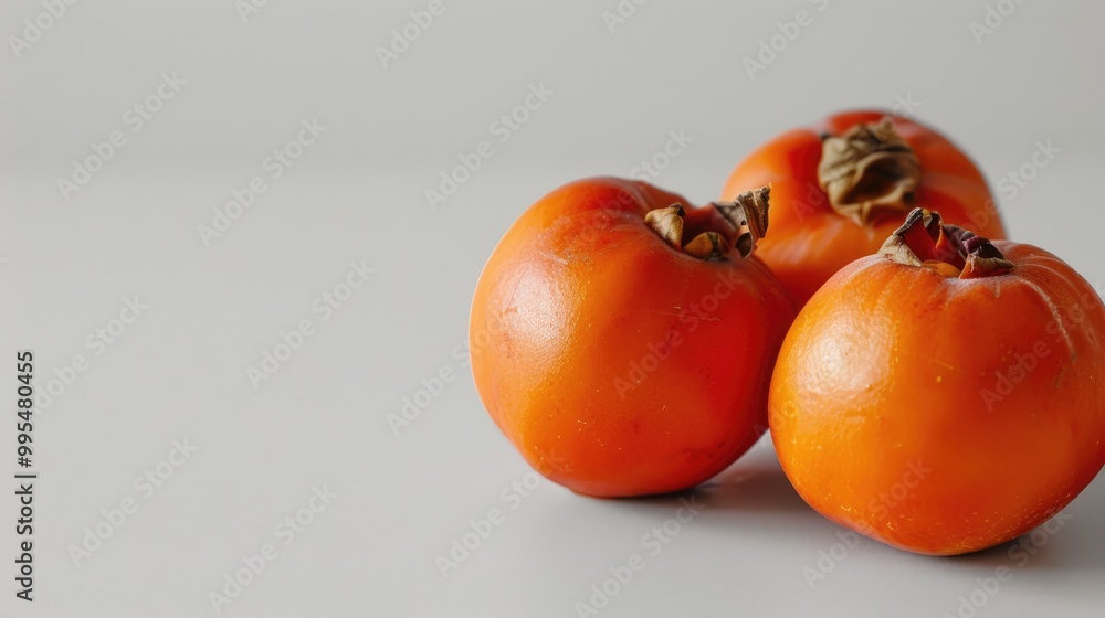 Wall mural Ripe persimmon on a white surface