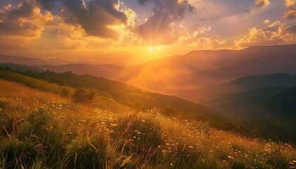 Beautiful sunrise in the mountains