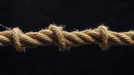 The frayed rope, on the brink of snapping, symbolizes the precariousness and fragility of a situation. Like the rope, the situation is stretched to its limits