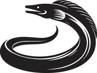 Eel silhouette vector icon, Eel logo vector black and white