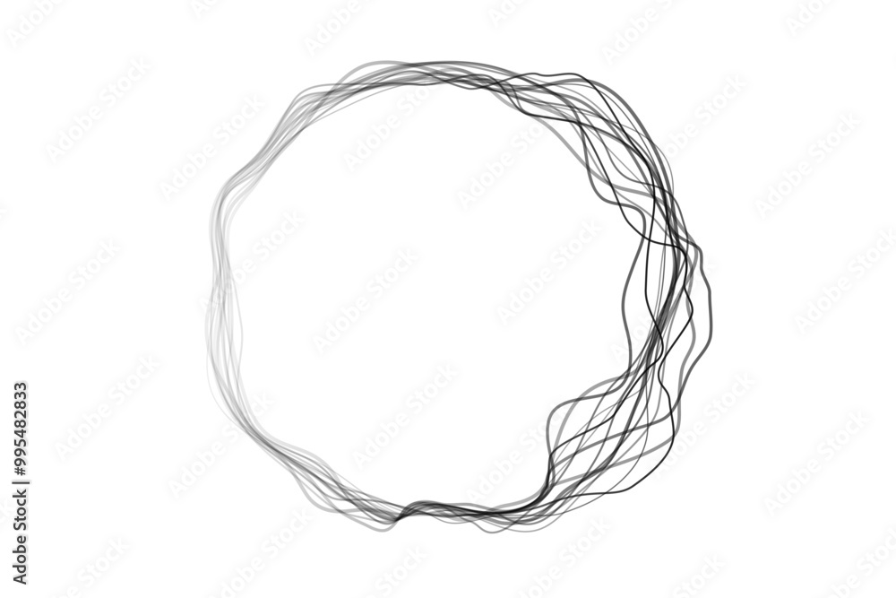 Aufkleber Abstract circle round frame by lines wavy flowing black gradient isolated on transparent background. Vector in concept modern, technology, science, music.Abstract Wave Circle 024