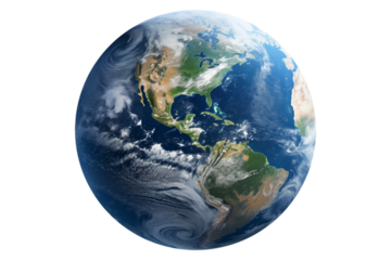 Planet Earth isolated on a transparent background.