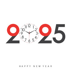 Minimalist 2025 New Year greeting with modern typography and design. Vector