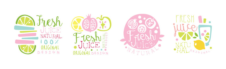 Fresh Juice Original Design Logo and Labels Vector Set