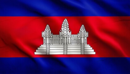 Cambodia flag waving national emblem