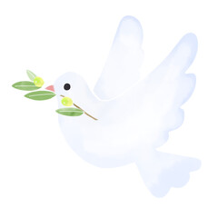 オリーブを咥えたハトのイラスト