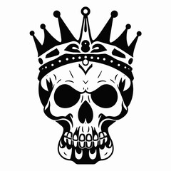 A skull, wearing a crown, expressing a grim determination, conveying a powerful and slightly menacing mood