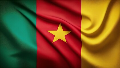 Naklejka premium Cameroon national flag waving effect, emblem