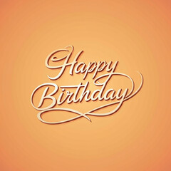 An elegant "Happy Birthday" script design with swirls, displayed on a warm orange background for a classic and sophisticated celebration theme