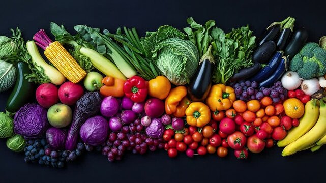 Healthy eating concept. World Vegetarian Day. Colorful assortment of vegetables and fruits. Fruit and vegetable background with various types of vegetables. Fresh organic vegetables . Top view