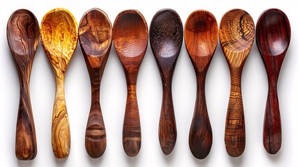 Handcrafted Wooden Spoons with Diverse Grain Patterns