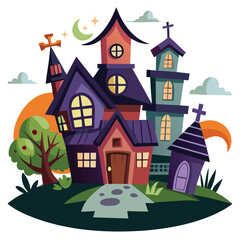 Spooky house vector illustration isolated on a white background