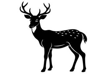 christmas deer silhouettes on the white background