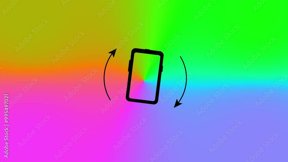 Poster phone horizontally and vertically icon, phone rotate animation 4k video