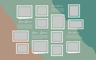 Pictures or photos frame collage. comics page grid layout abstract photo frames and digital photo wall template