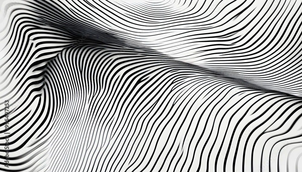 Poster wavy background monochrome backdrop with curved stripes repeating abstract waves stripe texture with