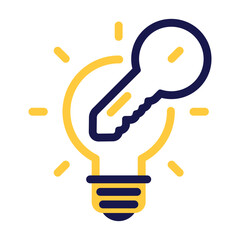 Light Bulb Icon Featuring Key to Represent Innovative Solutions and Creative Problem-Solving