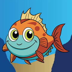 Cute animal ramp Fish underwater cartoon Crampfish clipart illustration
