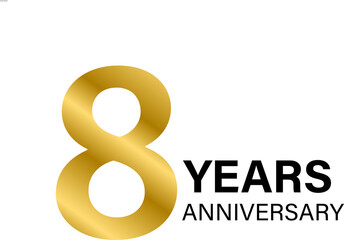 8 years anniversary gold icon for graphic design, logo, website, social media, mobile app, UI illustration