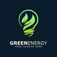 Green energy logo Design template. light bulb vector. Eco energy logotype