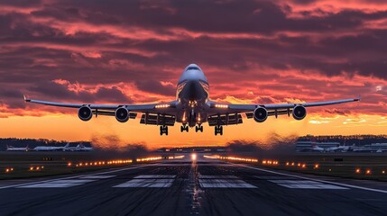 The Airplane in Sunset Flight