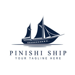 Sailing ship logo design vector illustration of an old pirate ship
