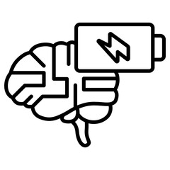 Brain Icon with a Charged Battery, Symbolizing Energy Concepts and the Importance of Sustainable Power in Daily Life