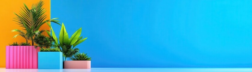 Asymmetric animation flat design side view modern art theme 3D render vivid