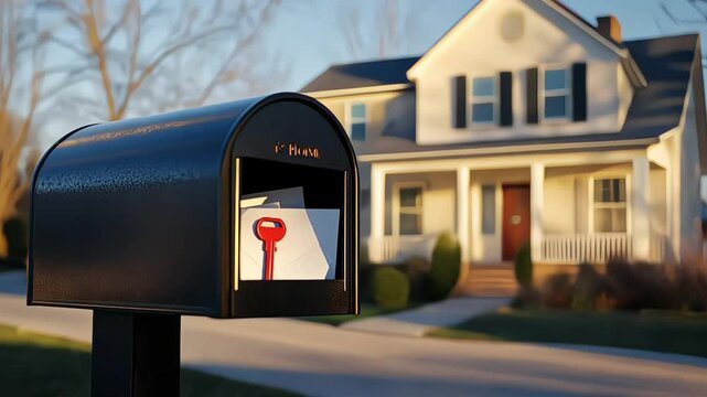 Open mailbox with letters standing outside the luxury home
