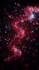 A stunning abstract depiction of swirling red and white particles set against a dark backdrop, evoking themes of cosmic wonder and celestial beauty.