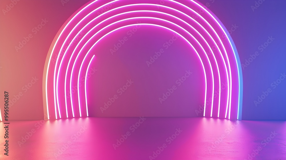 Poster captivating gradient neon light effects create a seamless abstract 3d design that is visually striki