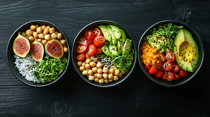 A vibrant and colorful plant-based bowl. World Vegetarian Day. Healthy eating. Fresh organic vegetables. Colorful assortment of vegetables. Vibrant salad bowl. Healthy vegan bowl. Vegan meal. Protein