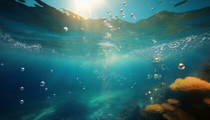 Obraz premium 海の中。水中からのぞく空