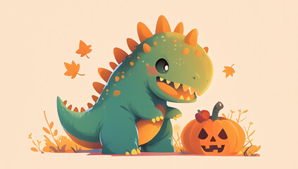Obraz premium Halloween Day, Halloween Pumpkins, Halloween Dinosaurs